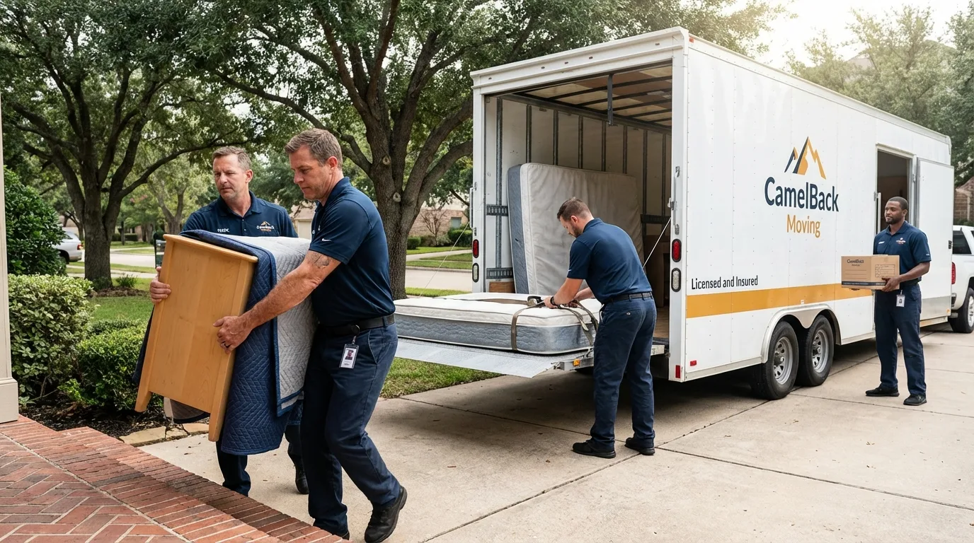 Crew loading residential truck for cross-state move from Inkster, MI