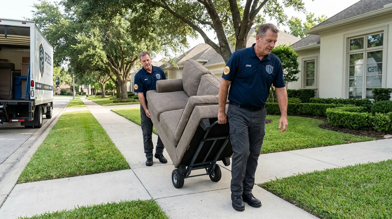 Local residential moving crew loading furniture in Inkster, MI